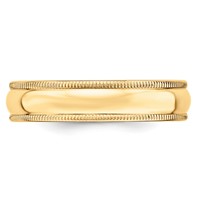 10K Yellow Gold 5mm Lightweight Milgrain Half Round Wedding Band view 3