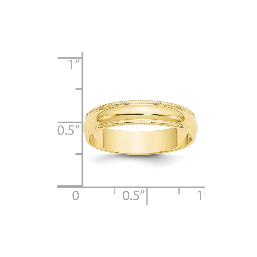 10k Yellow Gold 5mm Lightweight Milgrain Half Round Wedding Band Size 11 (1ML050-11)