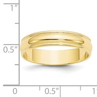 10K Yellow Gold 5mm Lightweight Milgrain Half Round Wedding Band view 4