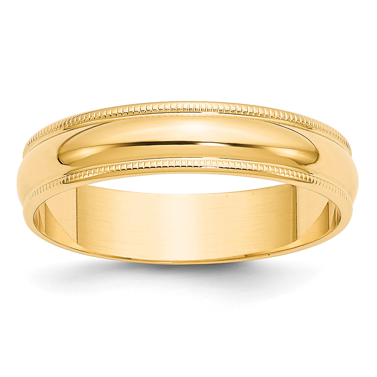 10k Yellow Gold 5mm Lightweight Milgrain Half Round Wedding Band Size 8.5 (1ML050-8.5)
