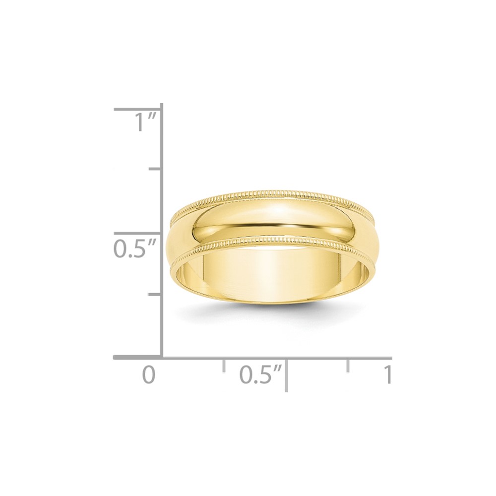 10k Yellow Gold 6mm Lightweight Milgrain Half Round Wedding Band Size 11 (1ML060-11)