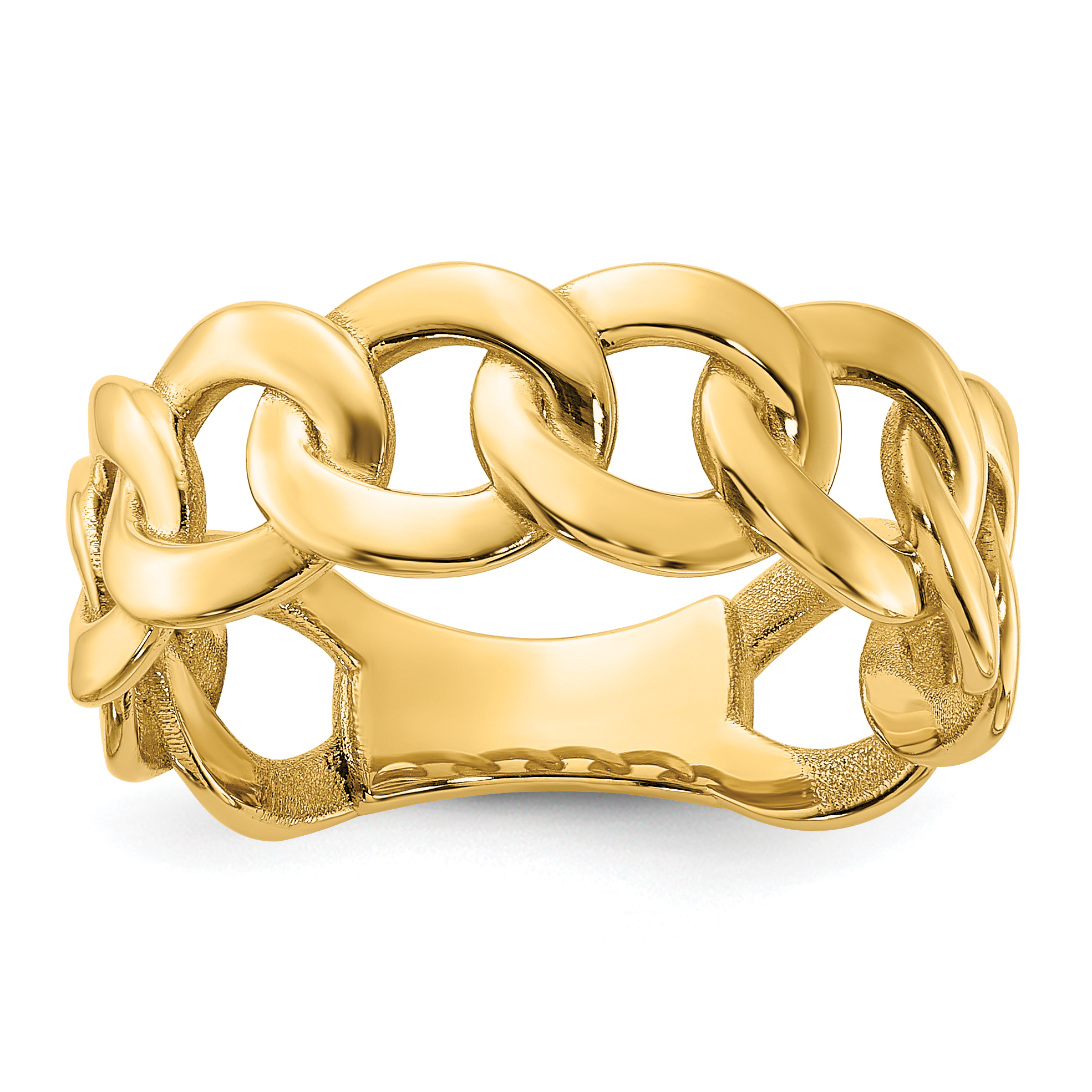10ky Polished 8mm Men's Curb Link Ring Size 10 (1R972-10)
