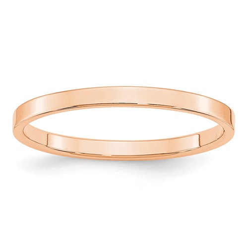 10k Rose Gold 2mm Lightweight Flat Wedding Band Size 4