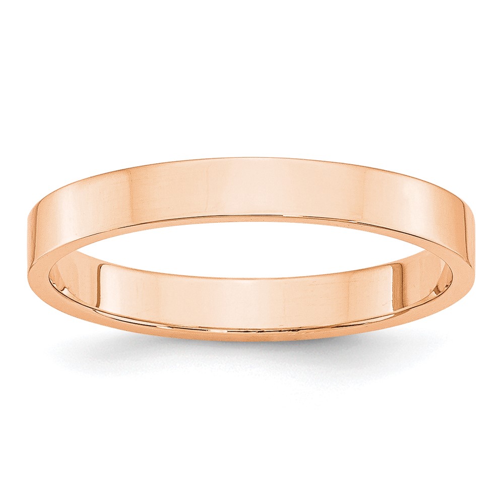 10K Rose Gold 3mm Lightweight Flat Wedding Band