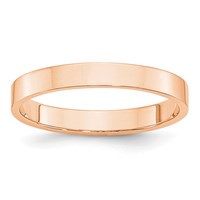 10K Rose Gold 3mm Lightweight Flat Wedding Band view 1
