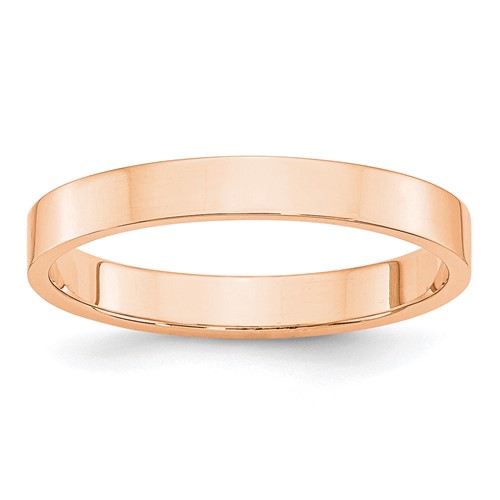 10k Rose Gold 3mm Lightweight Flat Wedding Band Size 4.5