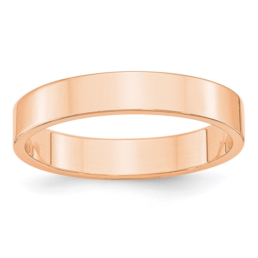 10k Rose Gold 4mm Lightweight Flat Wedding Band Size 10.5 (1RFLL040-10.5)