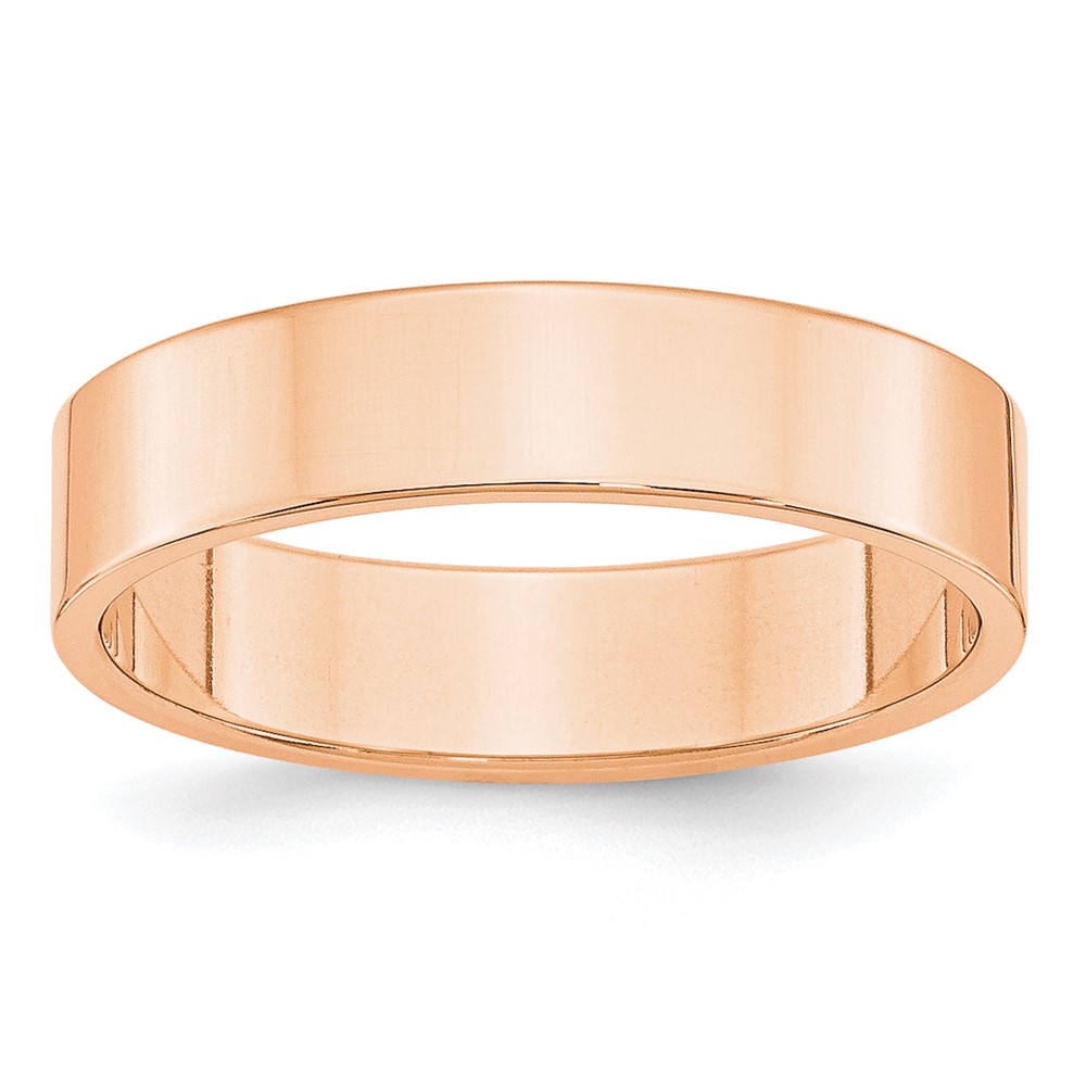 10k Rose Gold 5mm Lightweight Flat Wedding Band Size 10.5 (1RFLL050-10.5)