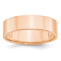 10K Rose Gold 6mm Lightweight Flat Wedding Band view 1