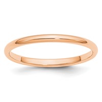 10K Rose Gold 2mm Half Round Wedding Band view 1