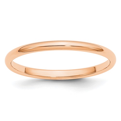 10k Rose Gold 2mm Half Round Wedding Band Size 7