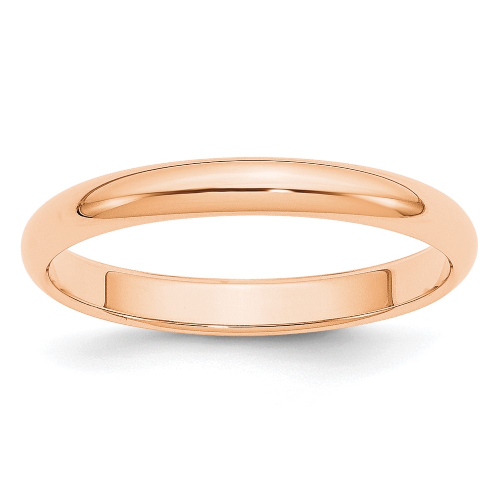 10K Rose Gold 3mm Half Round Wedding Band