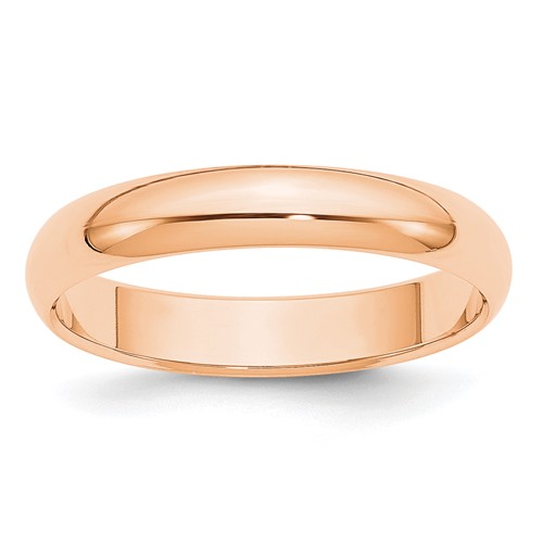 10k Rose Gold 4mm Half Round Wedding Band Size 7