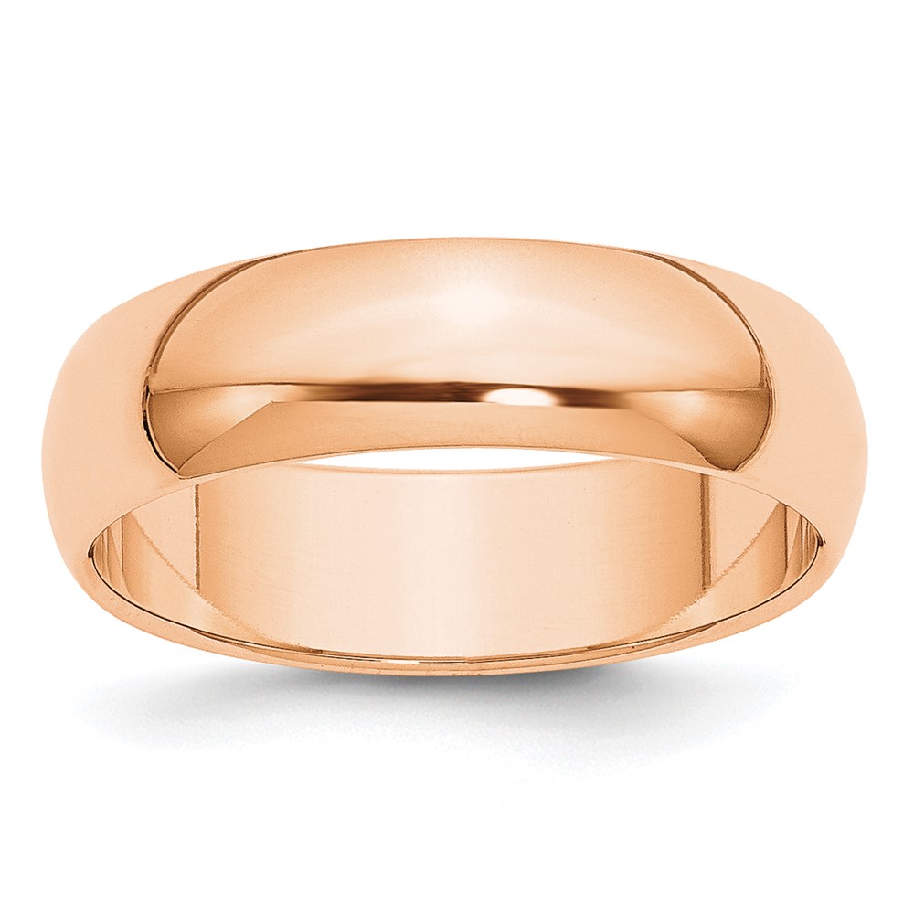 10k Rose Gold 6mm Half Round Wedding Band Size 13 (1RHR060-13)