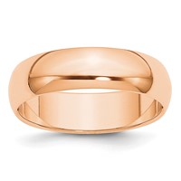 10K Rose Gold 6mm Half Round Wedding Band view 1