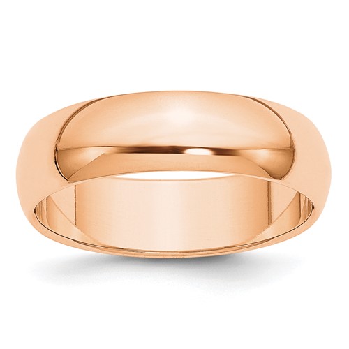 10K Rose Gold 6mm Half Round Wedding Band
