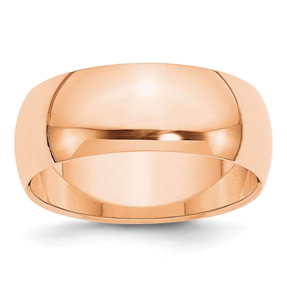 10K Rose Gold 8mm Half Round Wedding Band