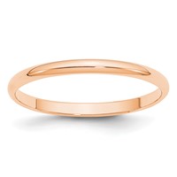 10K Rose Gold 2mm Lightweight Half Round Wedding Band view 1