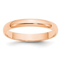 10K Rose Gold 3mm Lightweight Half Round Wedding Band view 1