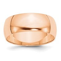 10K Rose Gold 8mm Lightweight Half Round Wedding Band view 1