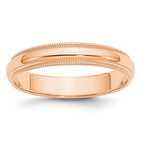 10K Rose Gold 4mm Milgrain Half Round Wedding Band