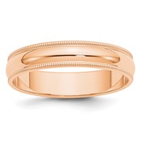 10K Rose Gold 5mm Milgrain Half Round Wedding Band view 1