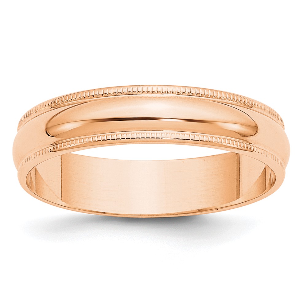 10k Rose Gold 5mm Lightweight Milgrain Half Round Wedding Band Size 12 (1RML050-12)