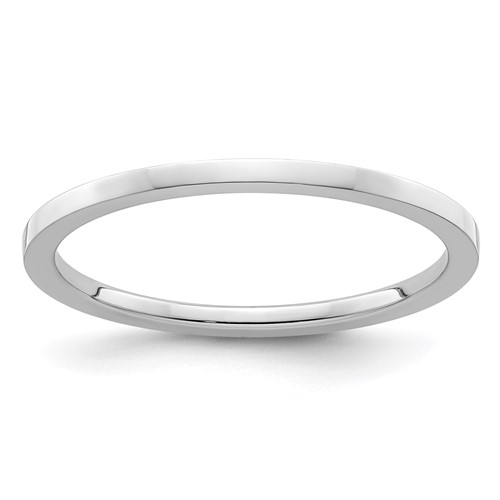 10K White Gold 1.2mm Flat Polished Stackable Band Size 9