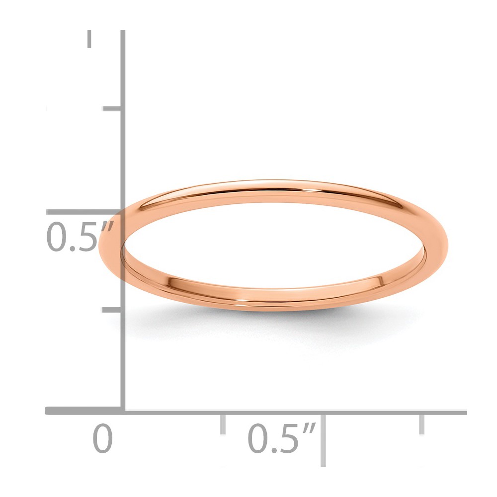 10K Rose Gold 1.2mm Half Round Polished Stackable Band Size 8 (1STK17-120R-8)