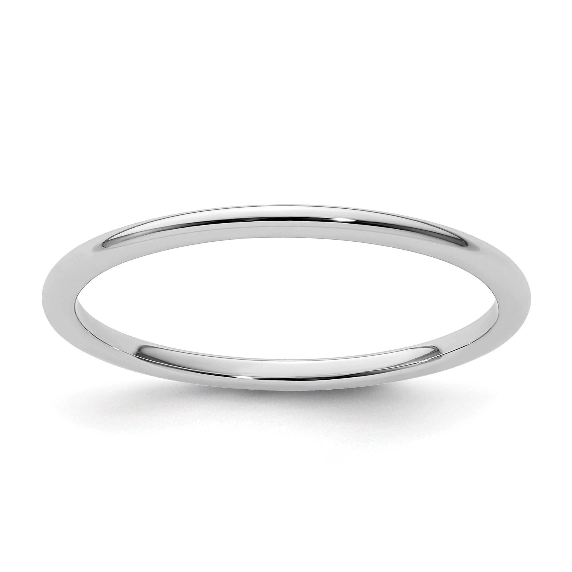 10K White Gold 1.2mm Half Round Polished Stackable Band Size 4 (1STK17-120W-4)