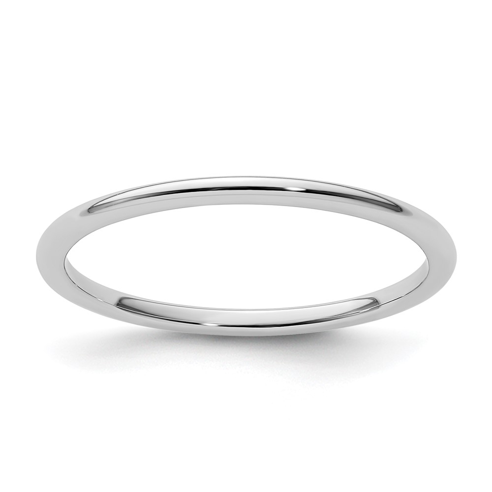 10K White Gold 1.2mm Half Round Polished Stackable Band Size 4 (1STK17-120W-4)
