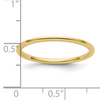 10K Yellow Gold 1.2mm Half Round Polished Stackable Band view 5