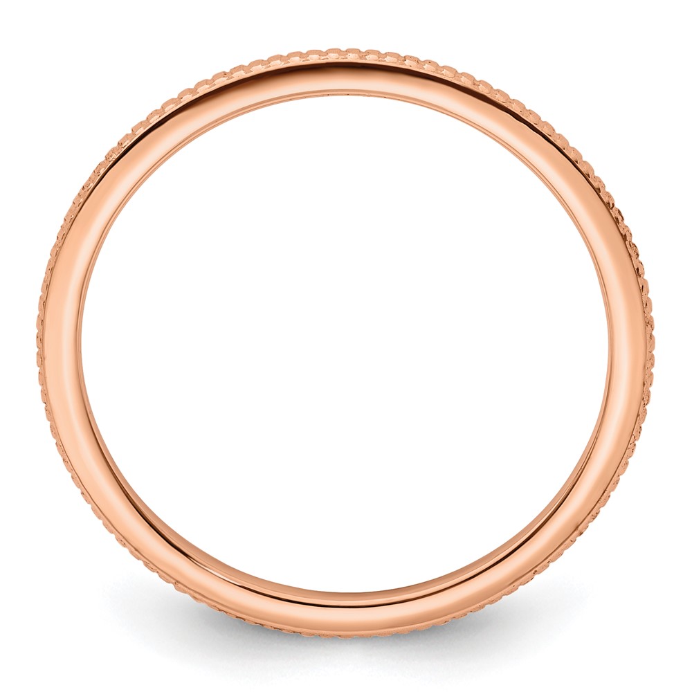 10K Rose Gold 1.2mm Beaded Stackable Band Size 6 (1STK18-120R-6)