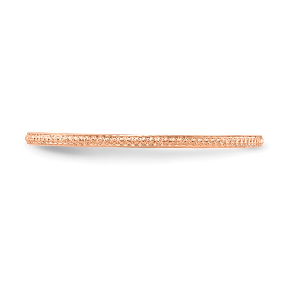 10K Rose Gold 1.2mm Beaded Stackable Band Size 6 (1STK18-120R-6)