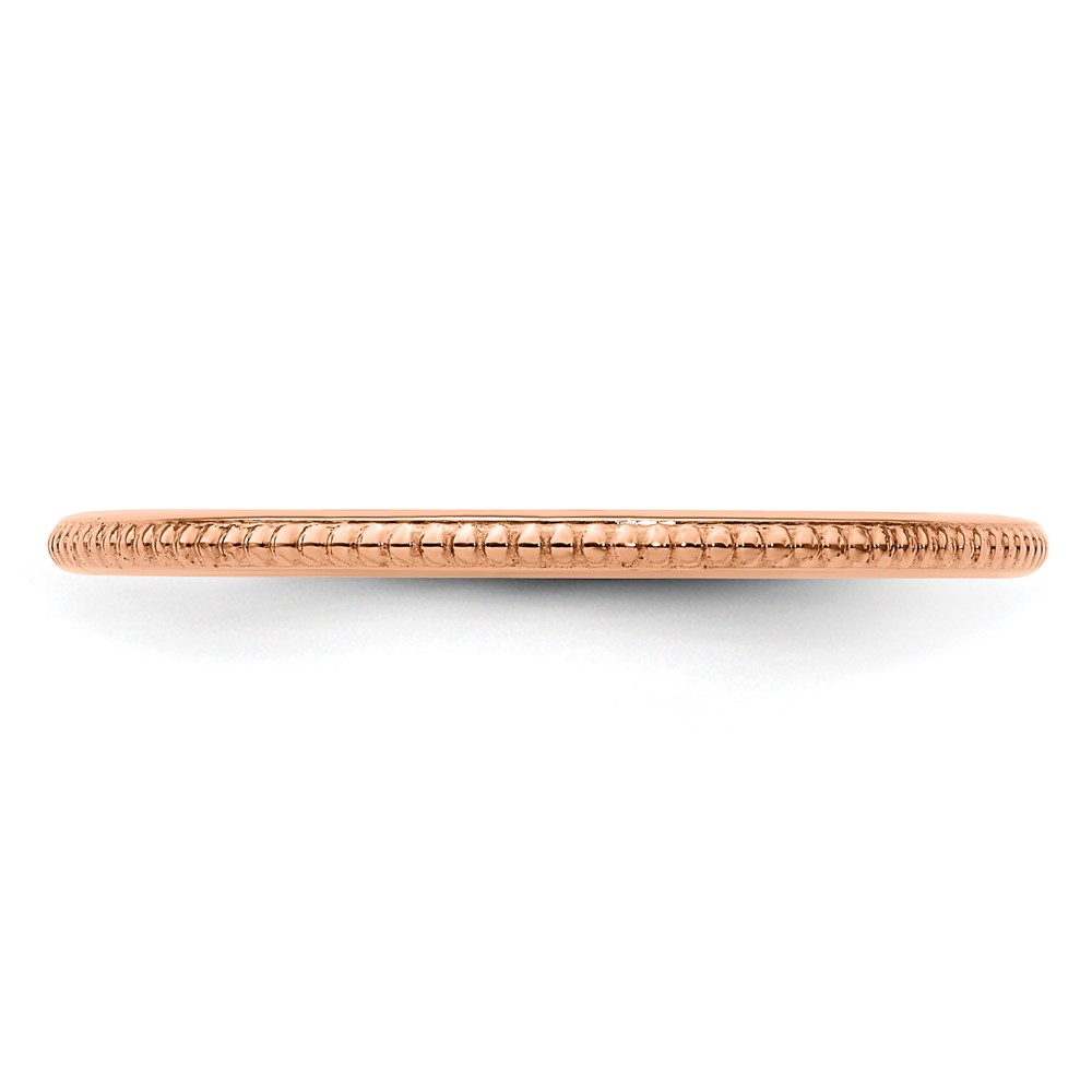 10K Rose Gold 1.2mm Beaded Stackable Band Size 6 (1STK18-120R-6)