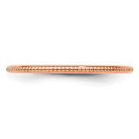 10K Rose Gold 1.2mm Beaded Stackable Band view 4