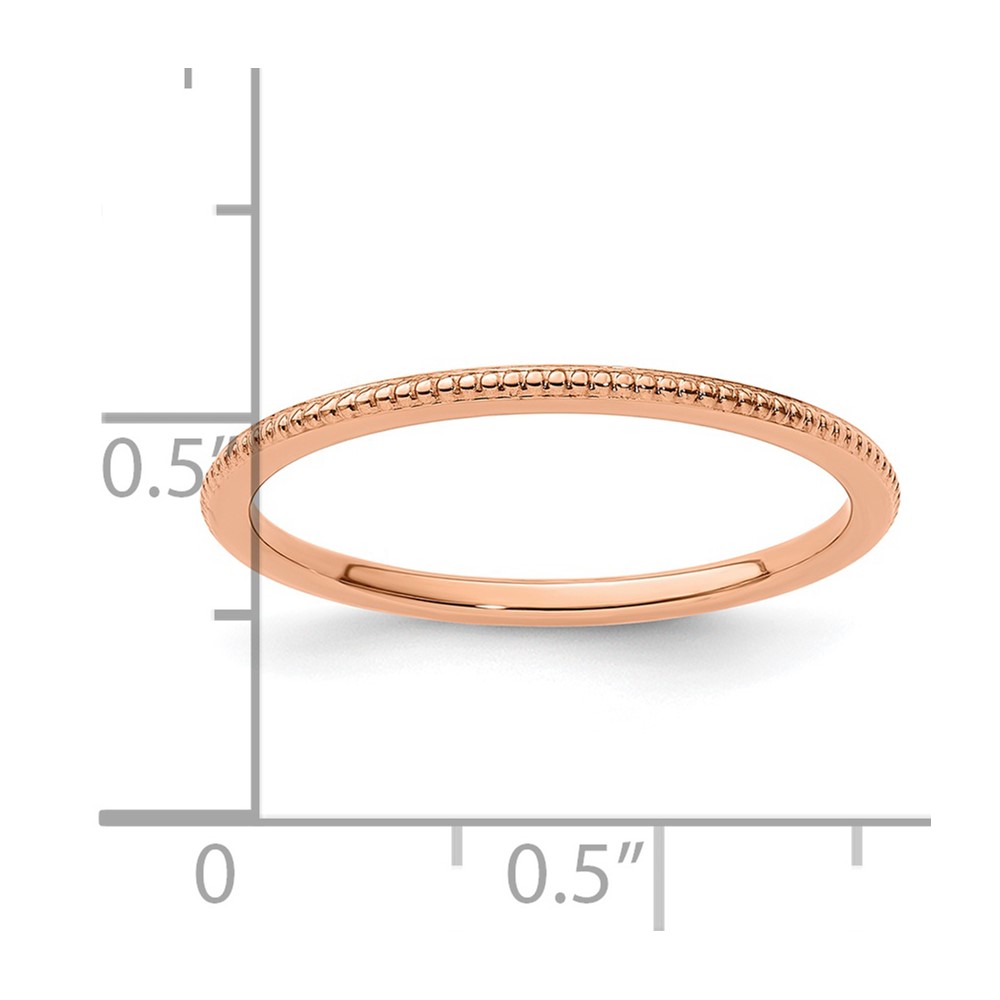 10K Rose Gold 1.2mm Beaded Stackable Band Size 6 (1STK18-120R-6)
