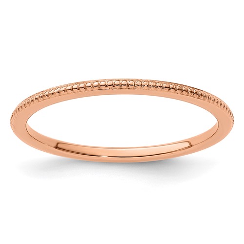 10K Rose Gold 1.2mm Beaded Stackable Band Size 7.5