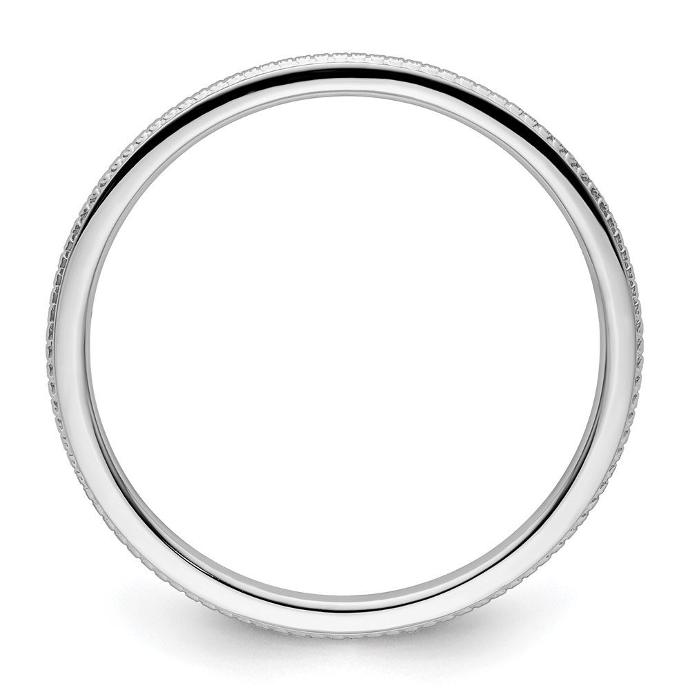 10K White Gold 1.2mm Beaded Stackable Band Size 7 (1STK18-120W-7)