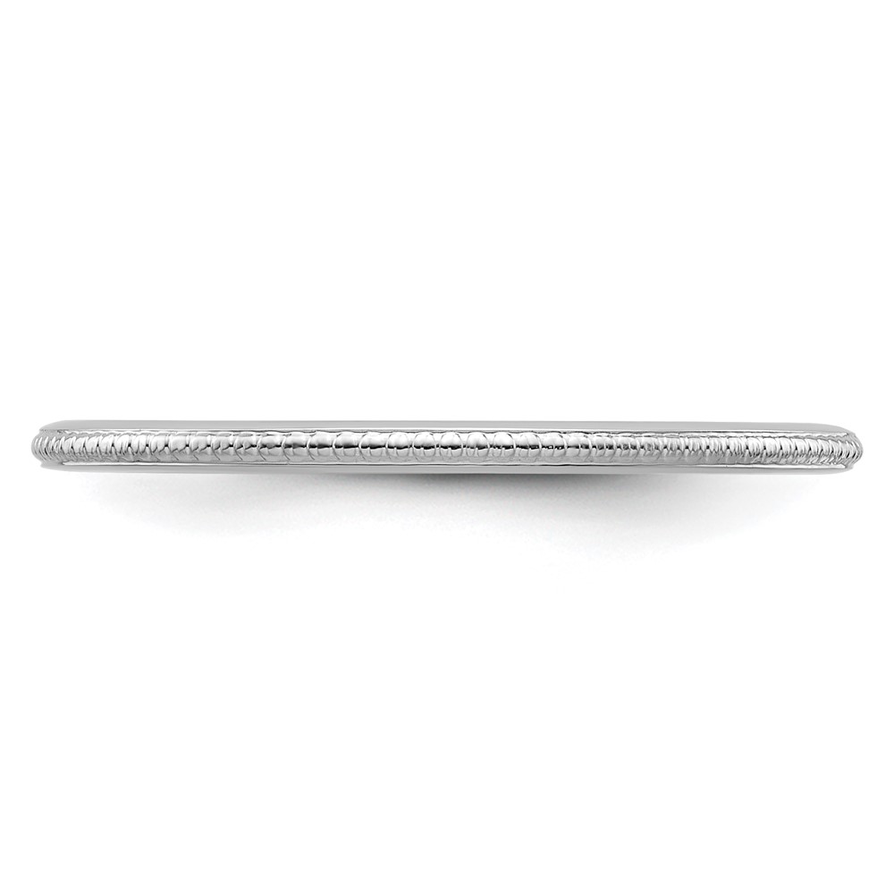 10K White Gold 1.2mm Beaded Stackable Band Size 7 (1STK18-120W-7)