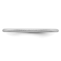 10K White Gold 1.2mm Beaded Stackable Band view 4