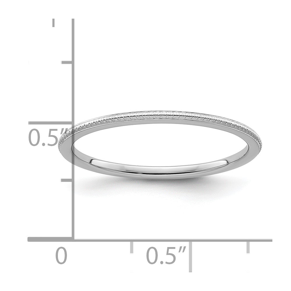 10K White Gold 1.2mm Beaded Stackable Band Size 7 (1STK18-120W-7)