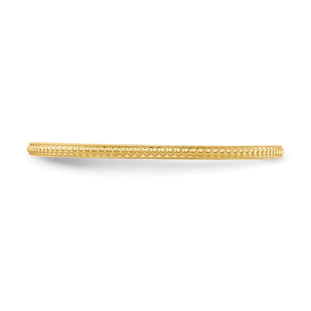 10K Yellow Gold 1.2mm Beaded Stackable Band Size 9 (1STK18-120Y-9)