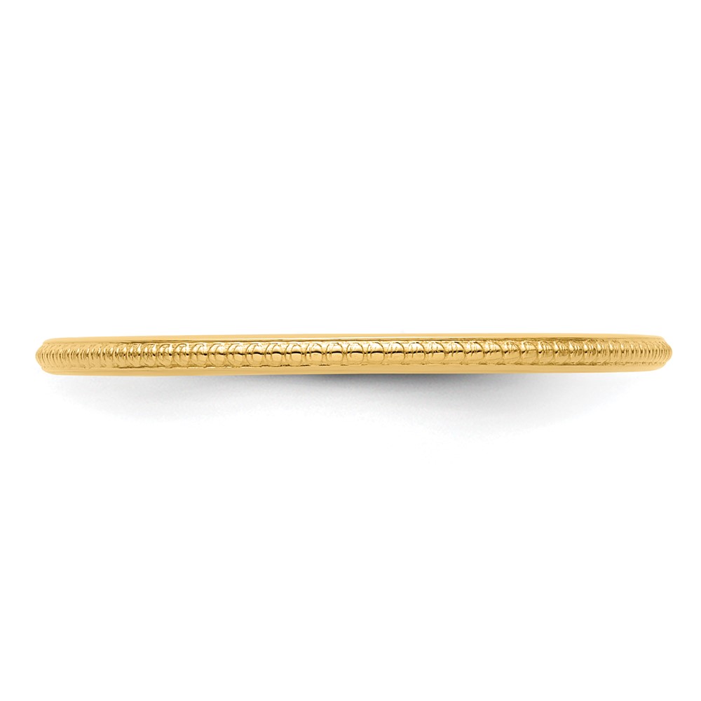 10K Yellow Gold 1.2mm Beaded Stackable Band Size 9 (1STK18-120Y-9)