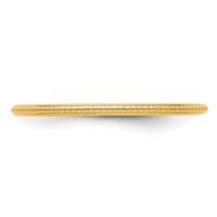 10K Yellow Gold 1.2mm Beaded Stackable Band view 4