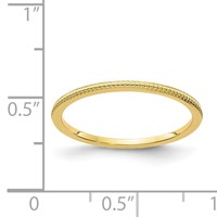 10K Yellow Gold 1.2mm Beaded Stackable Band view 5
