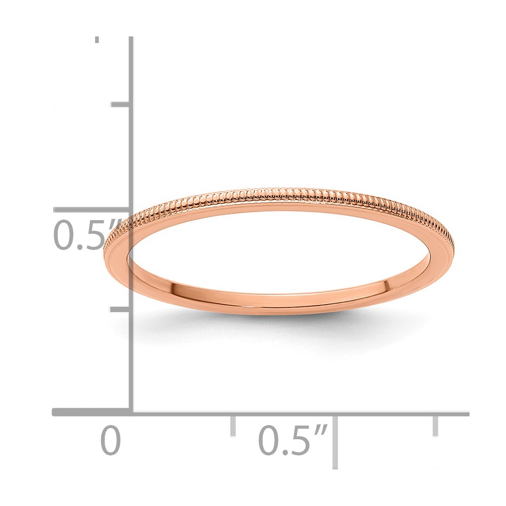 10K Rose Gold 1.2mm Milgrain Stackable Band Size 5 (1STK19-120R-5)