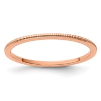 10K Rose Gold 1.2mm Milgrain Stackable Band - Size 5 view 1