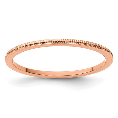 10K Rose Gold 1.2mm Milgrain Stackable Band Size 7.5