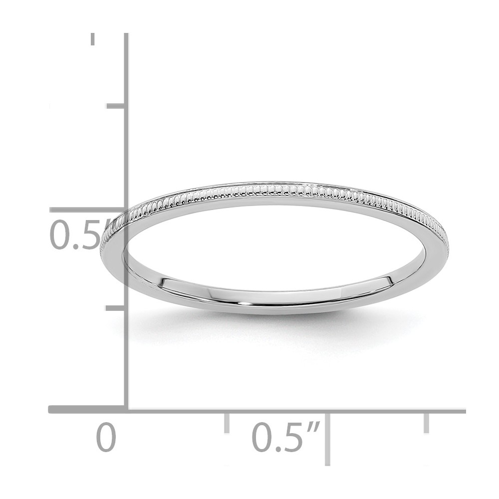 10K White Gold 1.2mm Milgrain Stackable Band Size 7 (1STK19-120W-7)